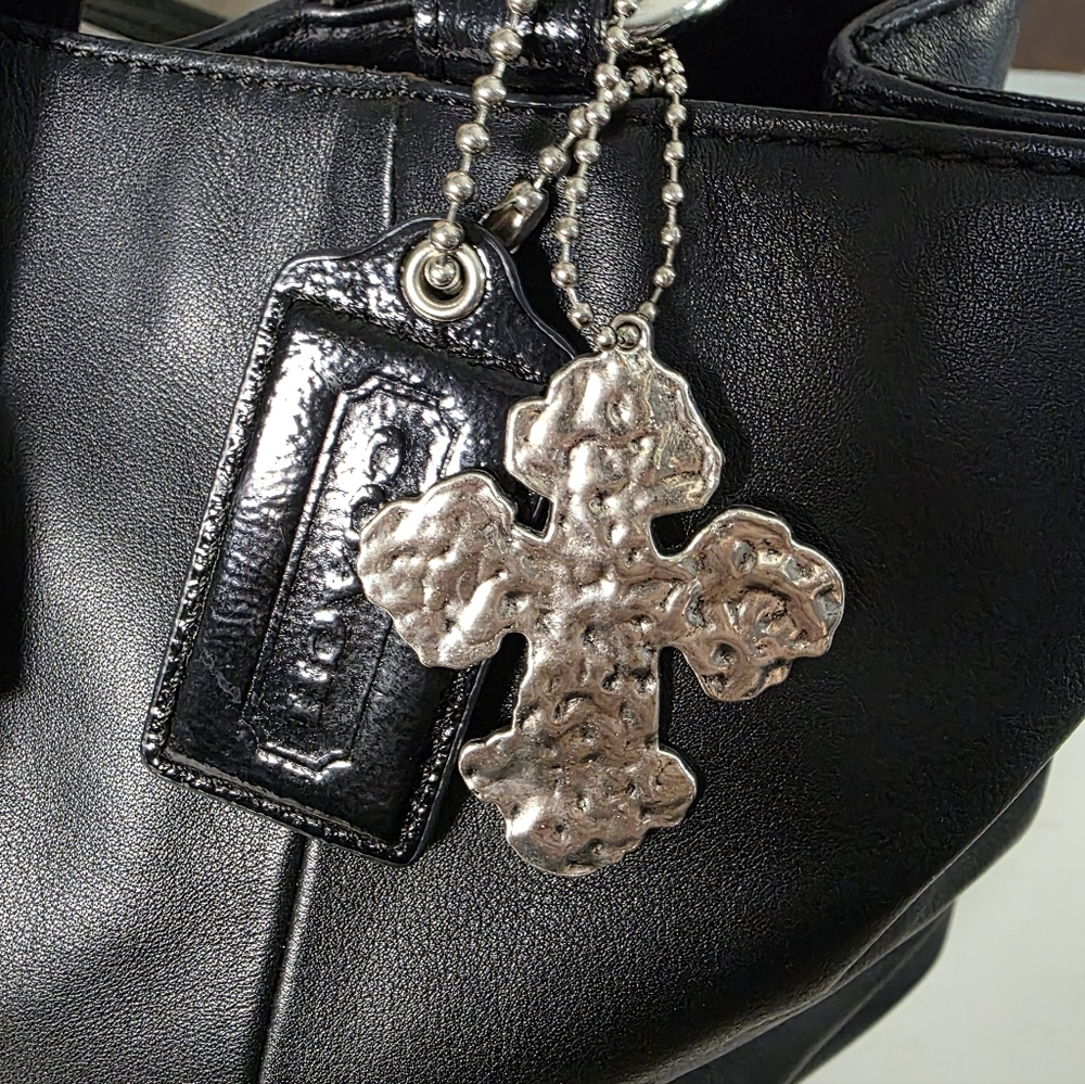 Bag Charm Silver  Cross Large - Picture 3 of 5